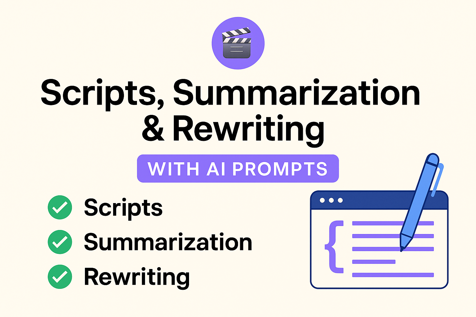 Scripts, Summarization & Rewriting with AI Prompts
