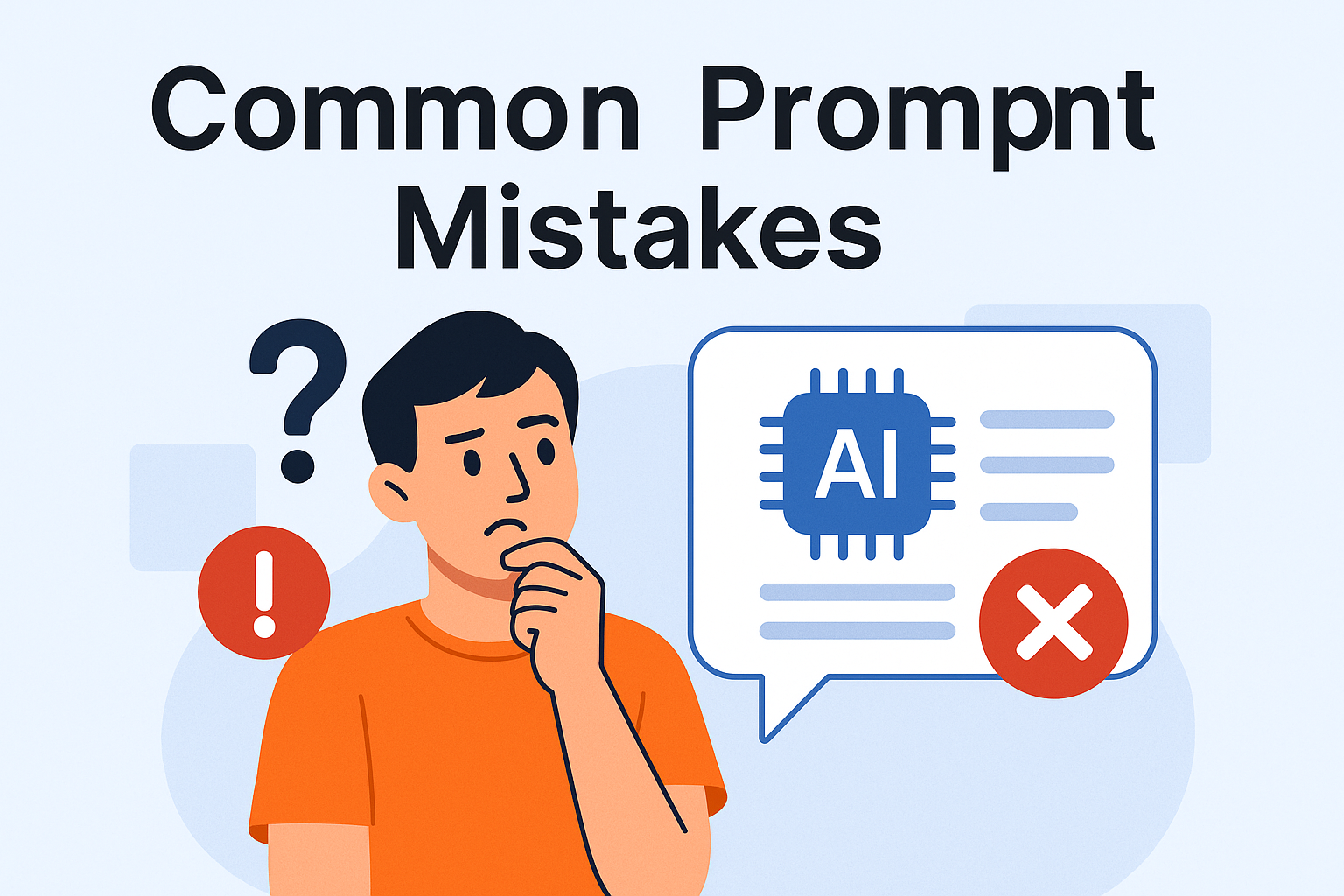 Common AI prompt mistakes infographic – how to fix poor AI prompts with better structure and clarity